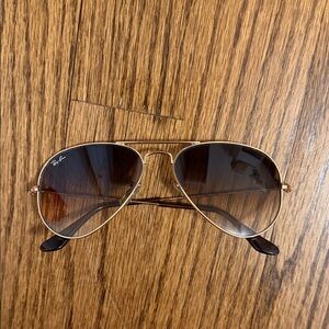 Ray-Ban Gold Aviator Sunglasses with Brown Lenses